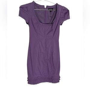 Bebe Women's Short Sleeve Fringe Purple Mini Dress  Size XS